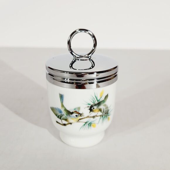 Royal Worcester Egg Coddler Porcelain Wren and Finch Bird Nature England *Rust - Picture 4 of 12